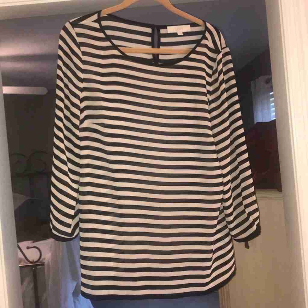 Black and White Striped Women's Top